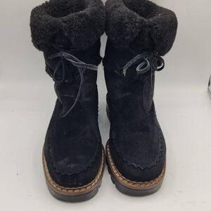 Vintage Blondo Women's 6.5 B Leather Genuine Shearling Black Waterproof Boots